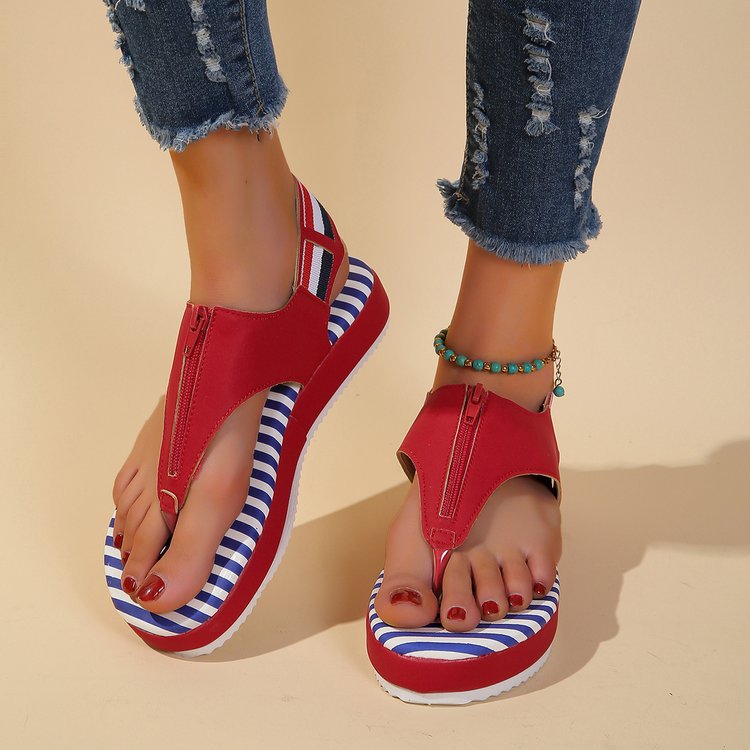 Dame Zehentrenner-sandaler med moderigtigt zippers-design og polstret sål Stilla