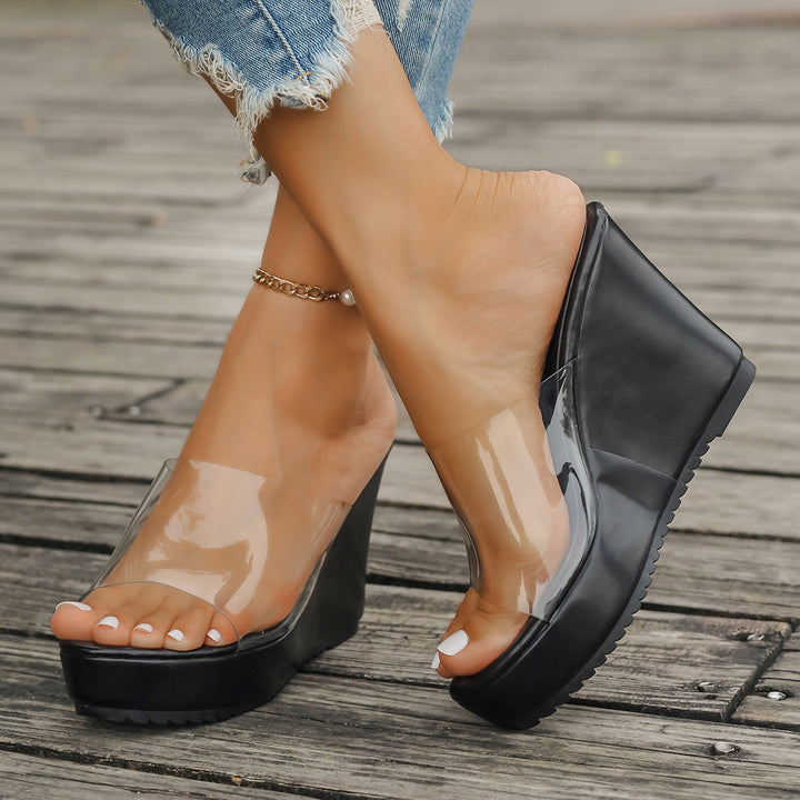 Dame platform-sandaler med transparent overflade og skridsikker sål Stilla