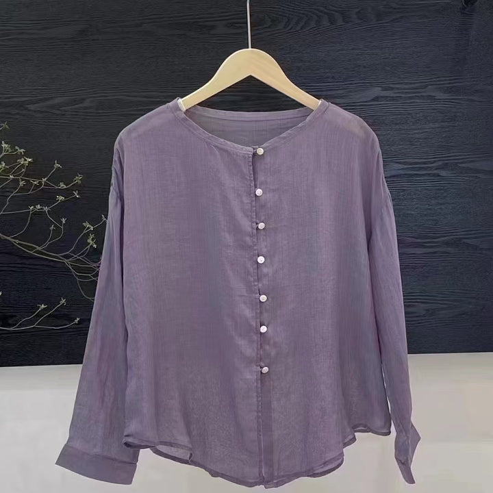 Femme Casual Letvægts Langærmet Knap Bluse Stilla