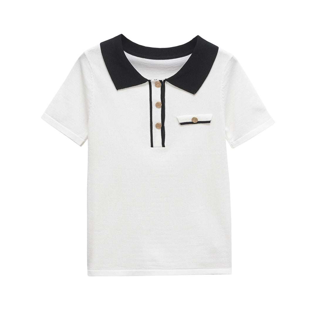 Dame Classic Polo Shirt med kontrastkrave og lomme-detajle Stilla