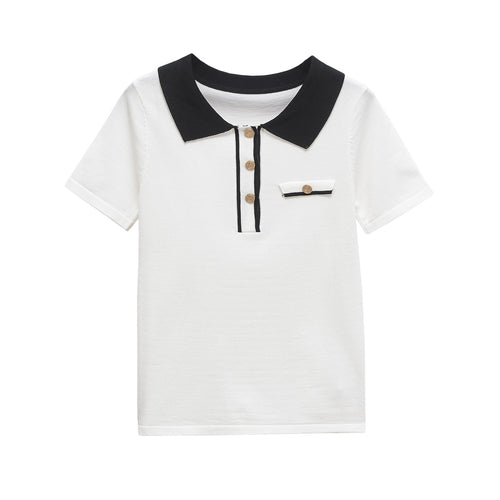 Dame Classic Polo Shirt med kontrastkrave og lomme-detajle Stilla