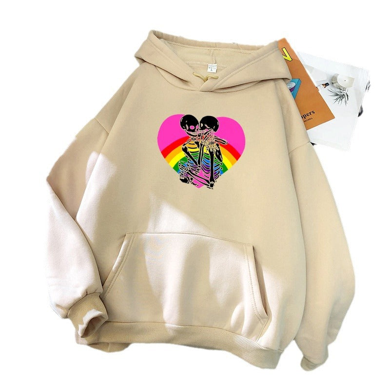 Dame hoodie med farverigt kærligheds motiv Skovae