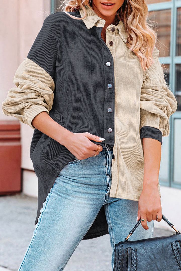 Dame Corduroy Skjortejakke med oversized snit og kontrasterende farver Stilla