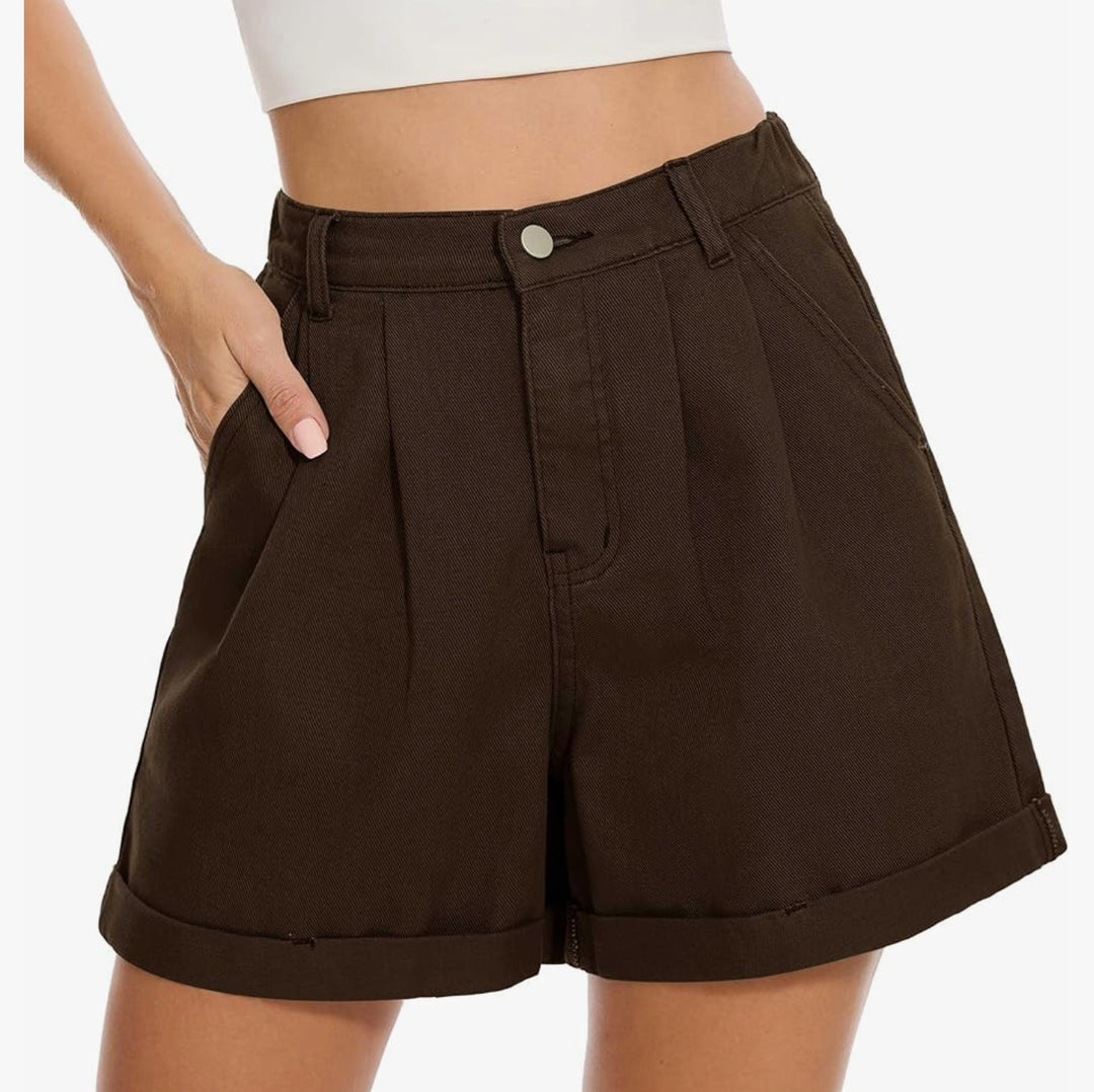 Dame højtaljerede folded shorts Stilla