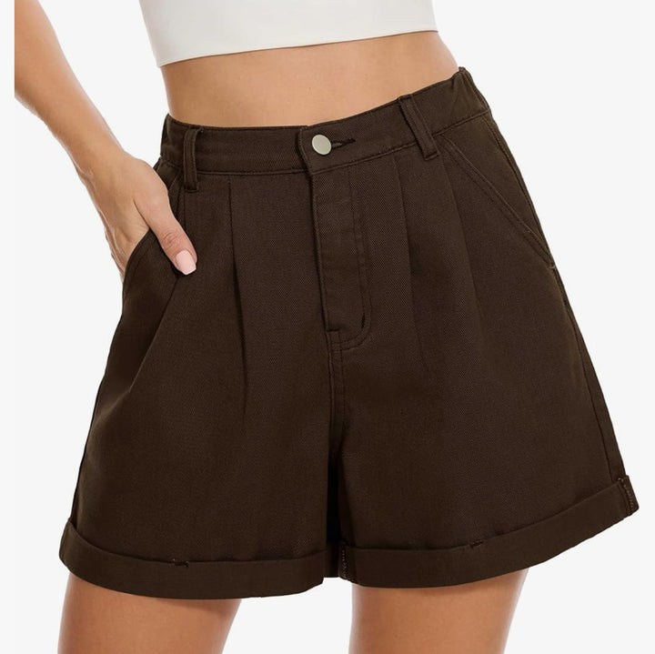 Dame højtaljerede folded shorts Stilla
