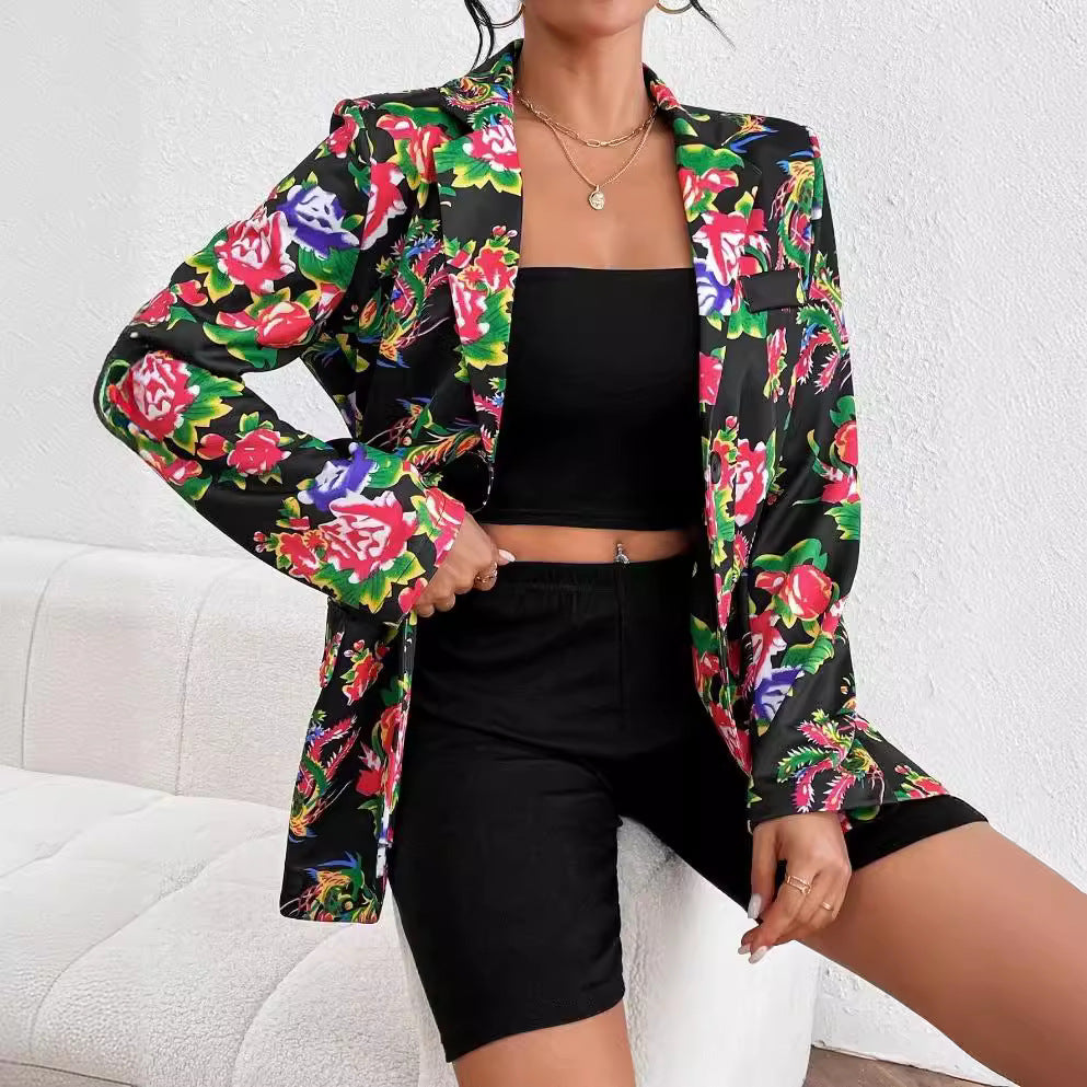 Dame blazer i blomsterdesign med elegant snit Stilla