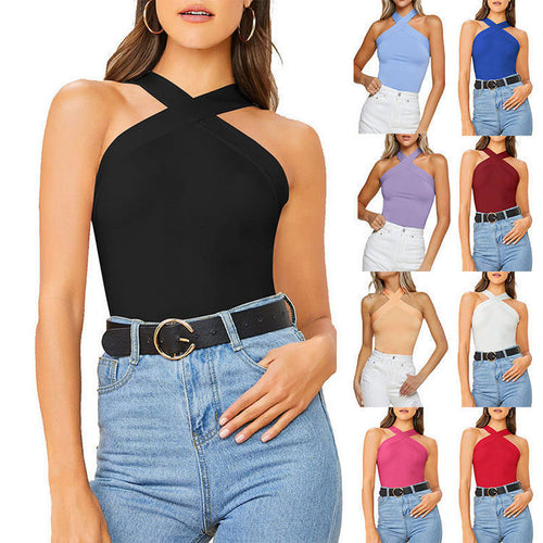 Dame Elegant asymmetrisk bodysuit med korsformet skulderdesign Stilla