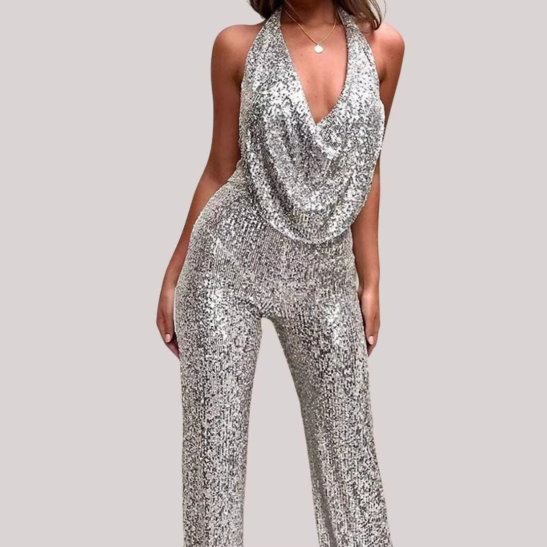 Dame Glamourøs Jumpsuit med glitrende Pailletter Skovae