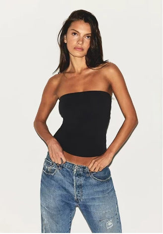 Dame Strapless Sømløst Crop Top Stilla