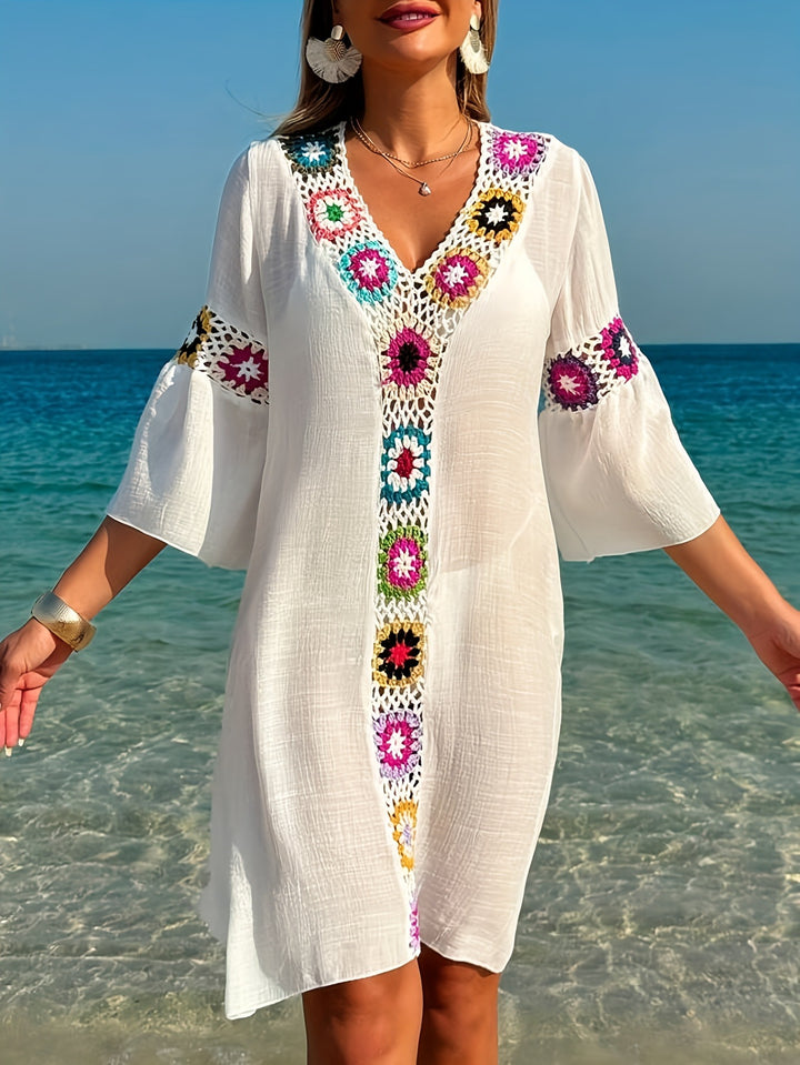 Dame Bohemian Hæklet Broderi Cover-Up Kjole Stilla