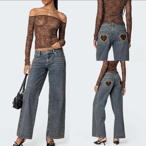 Dame Elegante Off-Shoulder Top med trendy Animal-Print-design Stilla