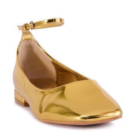 Femme Elegant Metallisk Ankelsløjfe Ballerinas Stilla