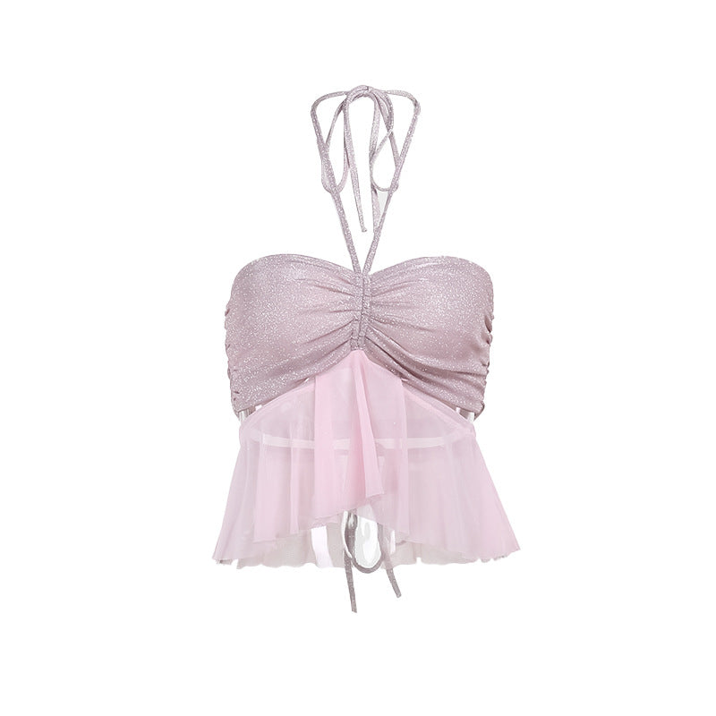 Damer Flirty Rynket Udsnit Crop Top Stilla