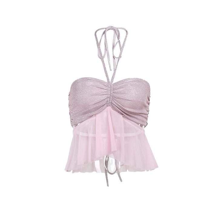 Damer Flirty Rynket Udsnit Crop Top Stilla