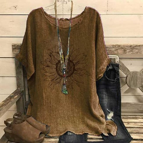 Dame Casual Oversized Grafik T-shirt Stilla