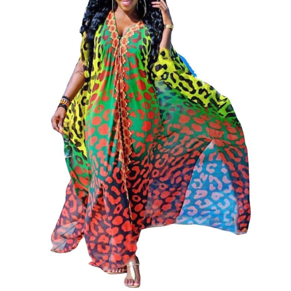 Dame Sommerlig Kaftan med floralt dyreprint Stilla
