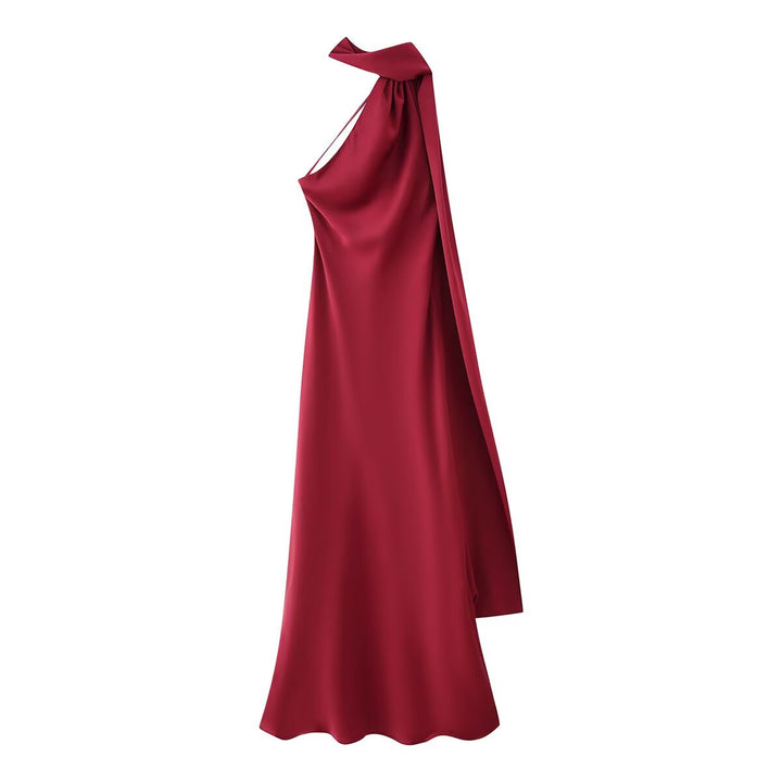 Femme Halter Neck Maxi Kjole med sidelids Stilla