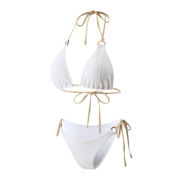 Dame Triangel-Bikini-sæt med raffineret hæklemønster og justerbare bindebånd Stilla