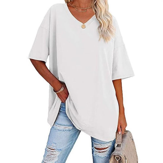 Dame afslappet V-hals T-shirt med oversize pasform Stilla