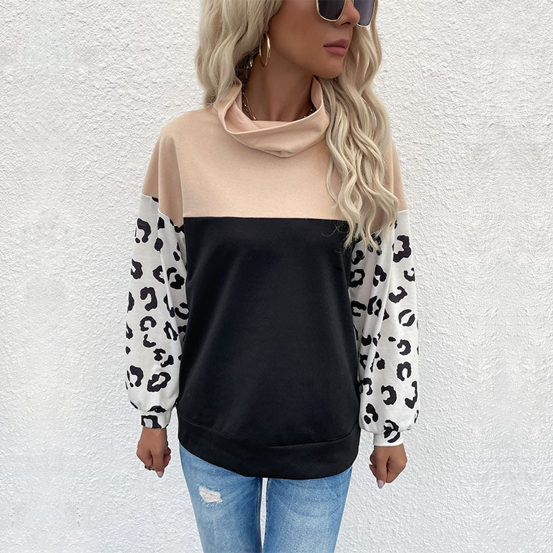 Damer mode sweatshirt med dyreprint og høj krave Stilla