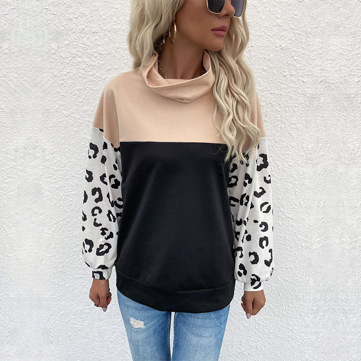 Damer mode sweatshirt med dyreprint og høj krave Stilla