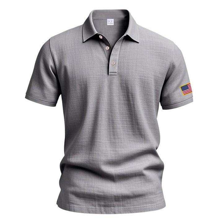 Herrer polo t-shirt med moderne USA-flagmotiv og struktureret design Stilla