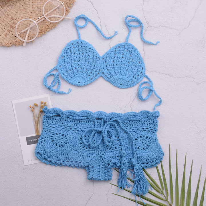 Dame Hæklet Bikini-Sæt med Frynse Detaljer Stilla