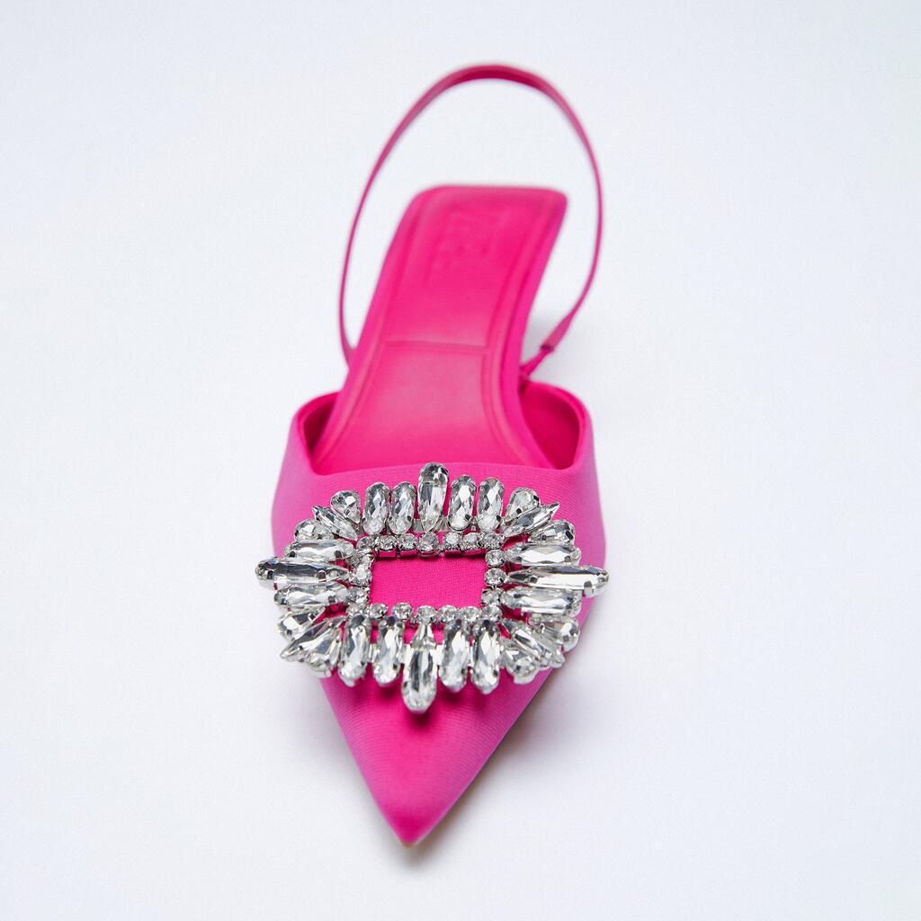 Dame elegante Sling-Back-pumps med glitrende applikation Stilla