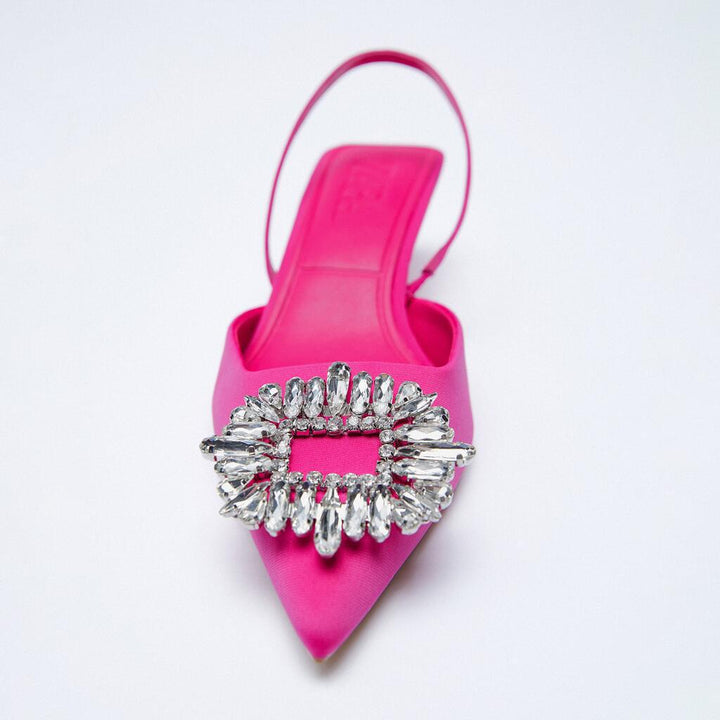 Dame elegante Sling-Back-pumps med glitrende applikation Stilla