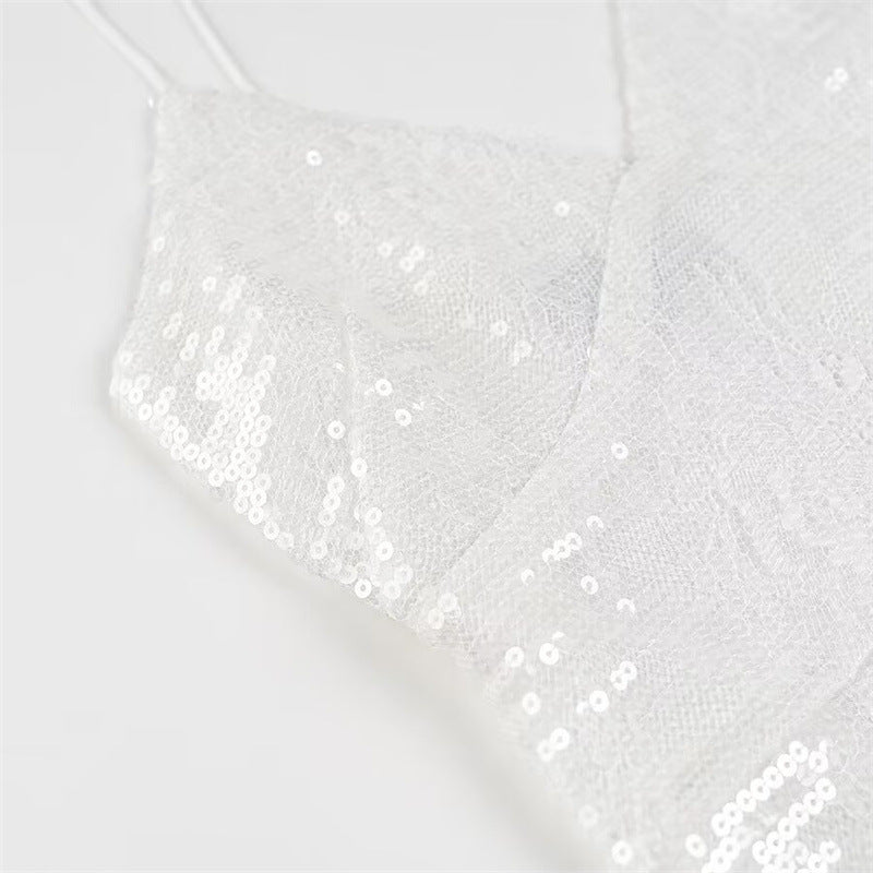 Femme Pailletten Slip Maxi Kjole med sidelæns slids Stilla