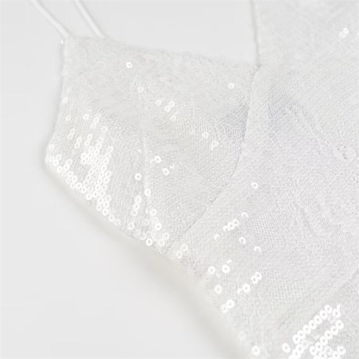 Femme Pailletten Slip Maxi Kjole med sidelæns slids Stilla