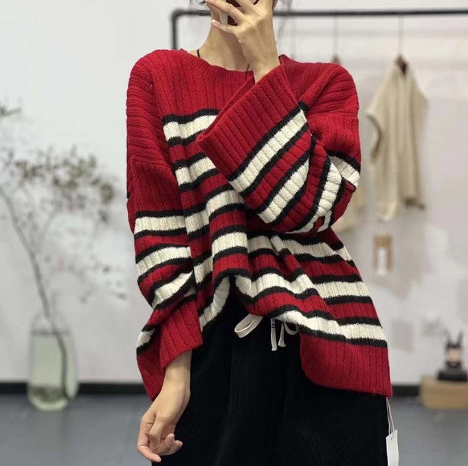 Femme Tekstureret Størrelse Oversized Stribet Sweatshirt Stilla