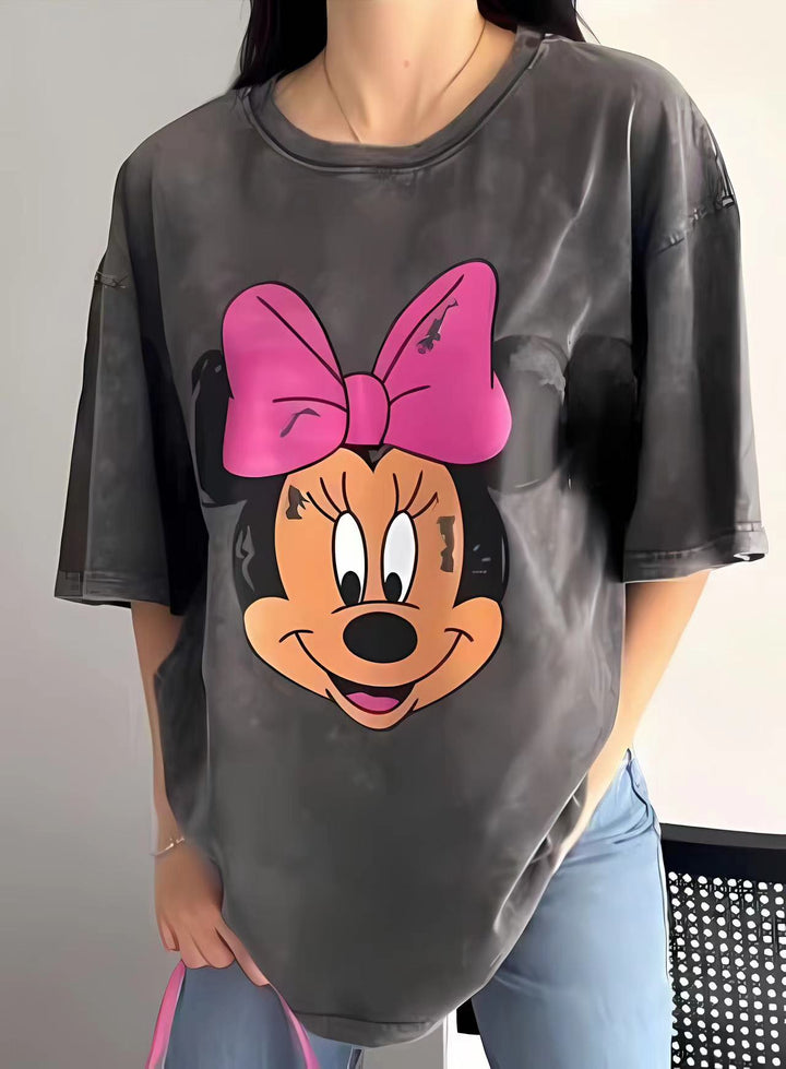 Dame T-shirt med kreativt dyretryk og afslappet oversized snit Stilla