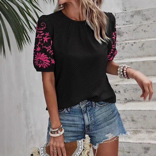 Damebluse med broderidetaljer Stilla