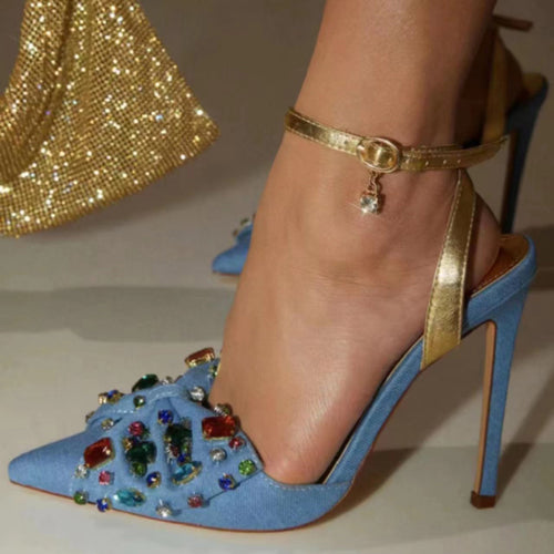 Femme Pyntede Højhælede Slingback Sandaler med dekorativt Bue-Detajl Stilla