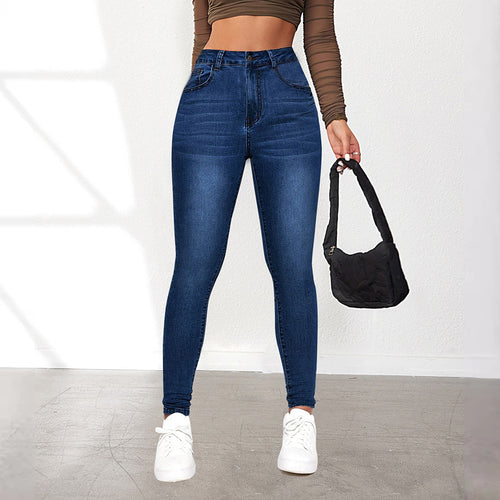 Dame Højskåret Denim-Bukser Stilla