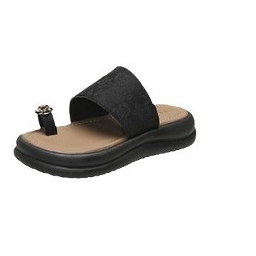 Dame Komfortable Tåsplit Sandaler med elegant Blomsterapplikation og fleksibel Såle Stilla