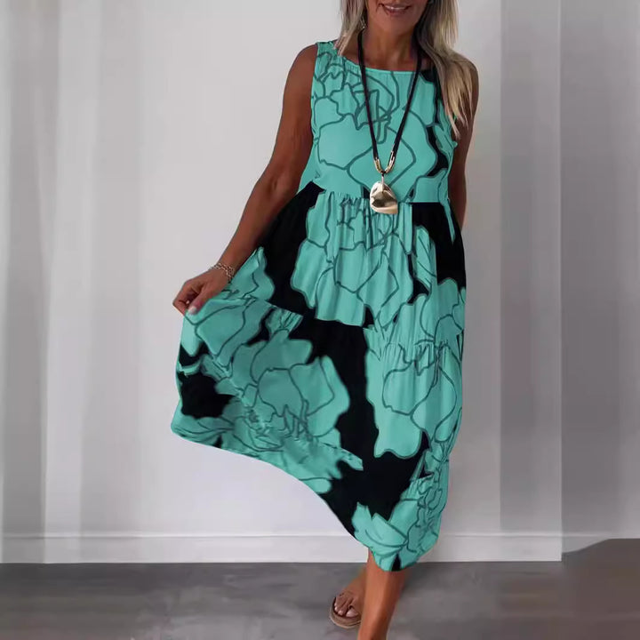 Dame Trendy Maxikjole med asymmetrisk snit og blomsterdesign Stilla