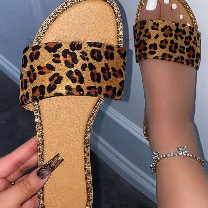 Dame Glamourøse Slippers med glitrende rhinestones og stilfuld slangelæder-look Stilla