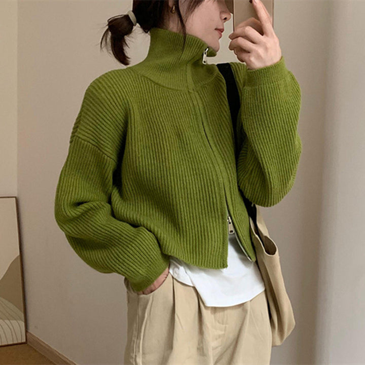 Femme Cozy Zip-Up Ribstrikket pullover Stilla