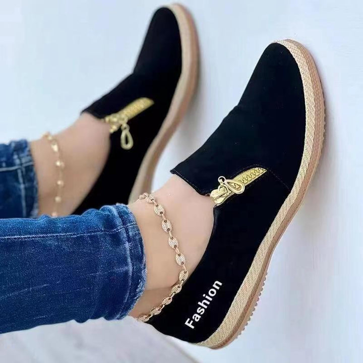 Dame mode slip-on sko med dekorativ lynlås Stilla