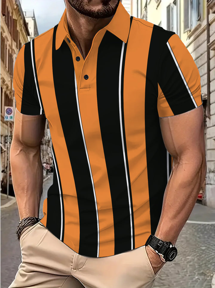 Herrer Poloshirt med smalle striber og åndbar komfortteknologi Stilla
