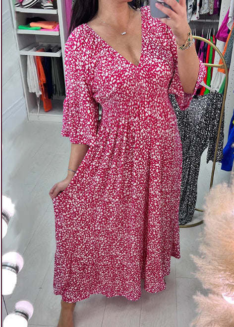 Stilla | Ferie-Kjole Plus Size Fairy V Hals Blomsterkjole