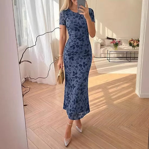 Damer maxikjole med florale broderier Skovae