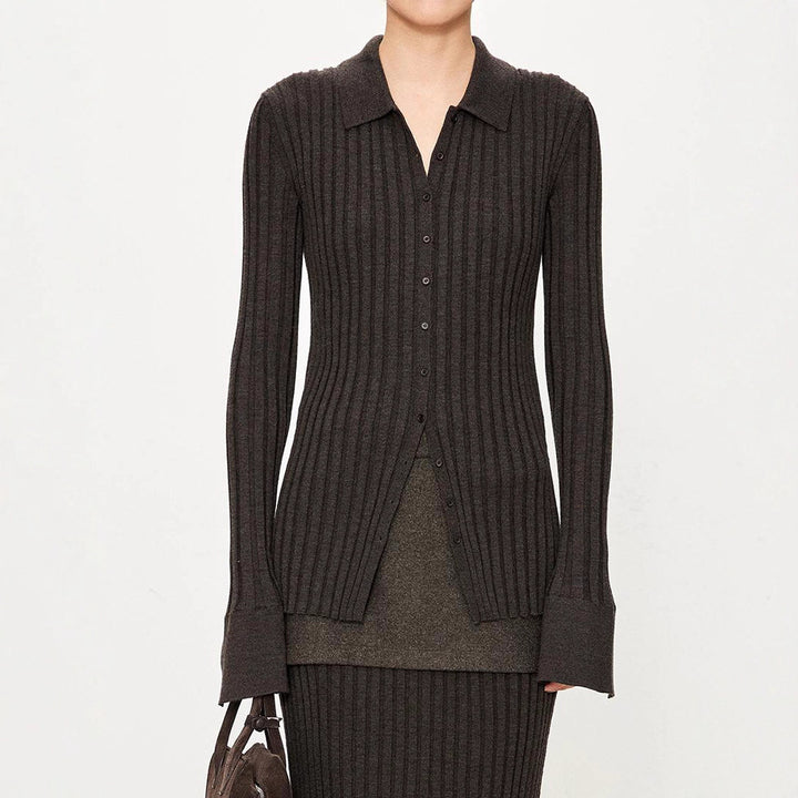 Kvinders ribstrikkede skjorter med slim fit Stilla