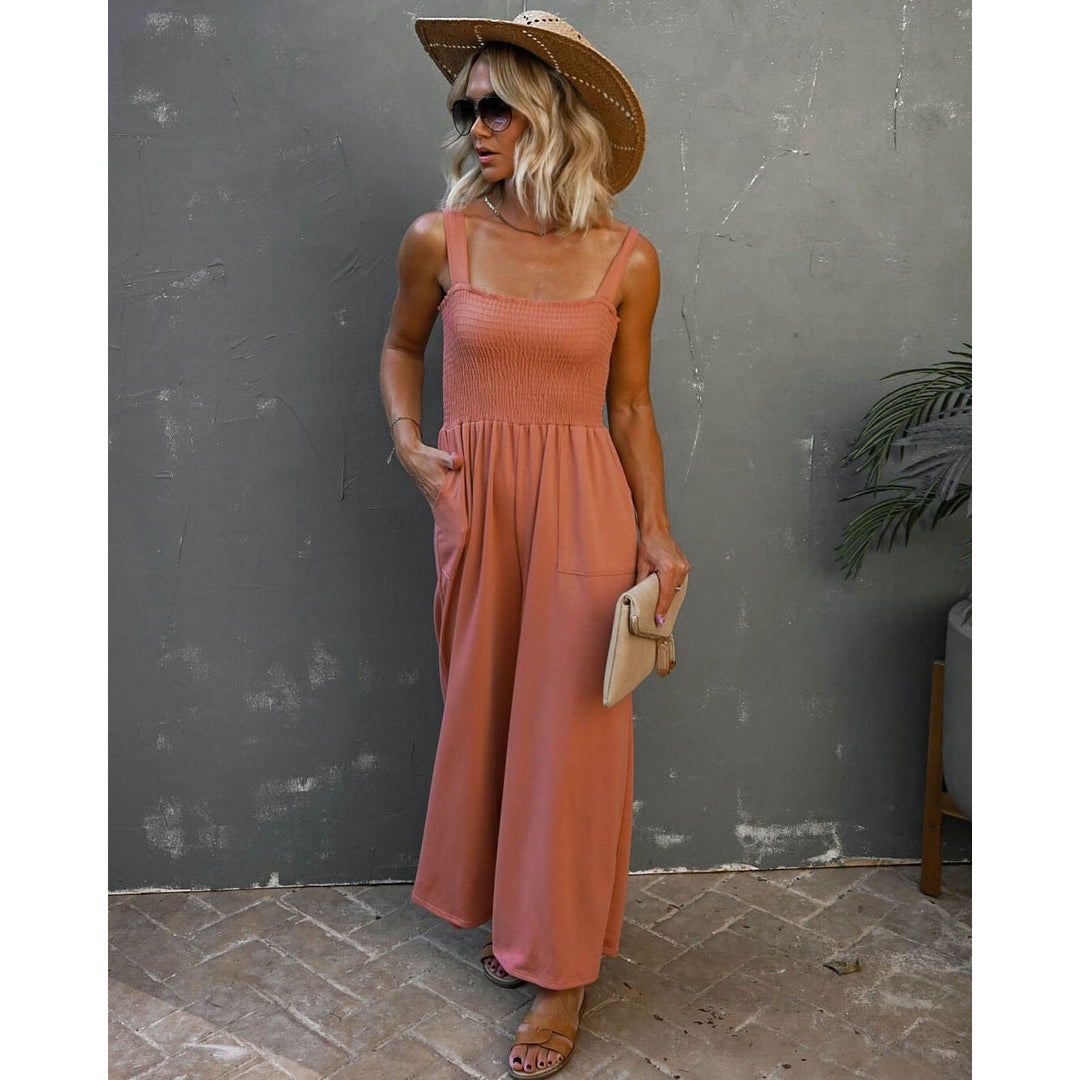 Dame Maxijumpsuit med elastisk overdel og praktiske lommer Stiila