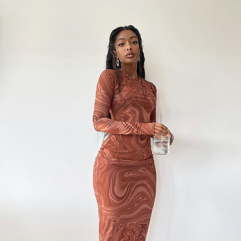 Femme Langærmet Bodycon Kjole Stilla