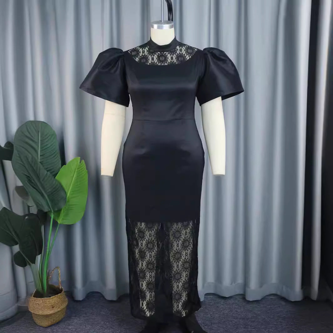 Damer Elegant Blonde-og-Satin Aftenkjole Skovae
