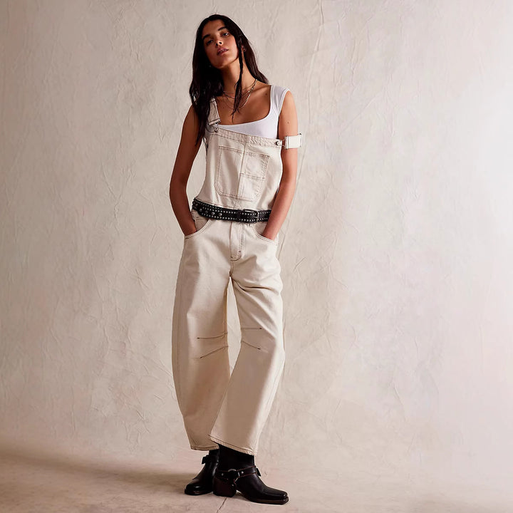 Dame afslappet denim overalls i moderne snit med justerbare stropper Skovae