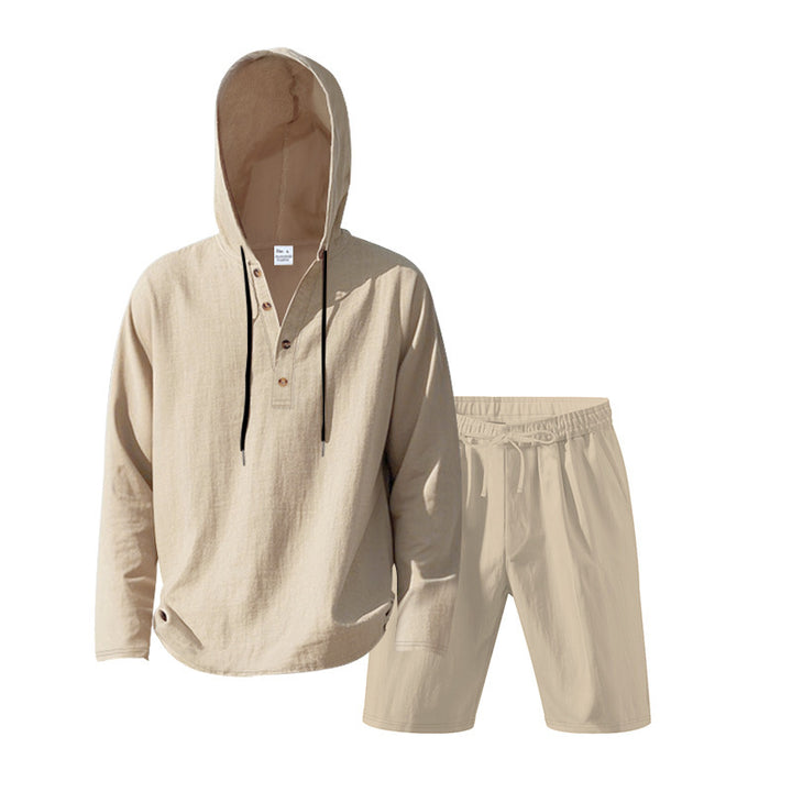 Herre Casual Hoodie-sæt med praktiske knapper og elastisk belægning Stilla